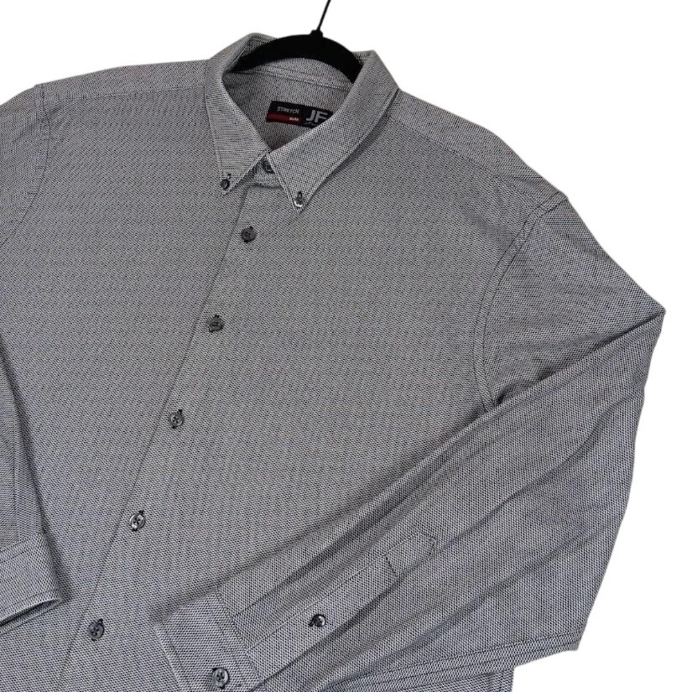 JF J Ferrar Shirt Mens XL Gray Slim Fit Stretch Button Down Long‎ Sleeve Modern